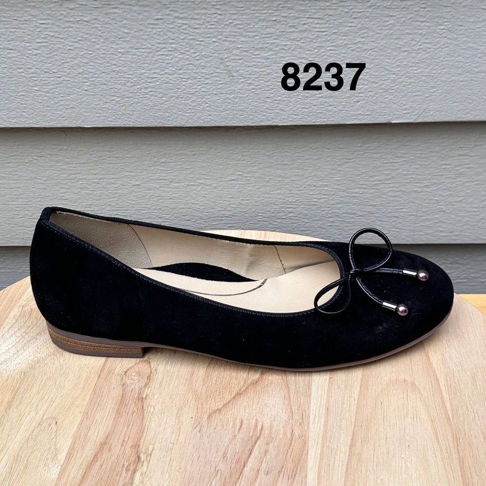 Ara High Soft Black Suede Ballet Flats Bow Detail UK 5 US 7.5 EU 38